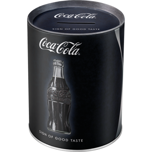 Ensomhed venstre udføre Coca Cola retro sparebøsse i sort og sølv